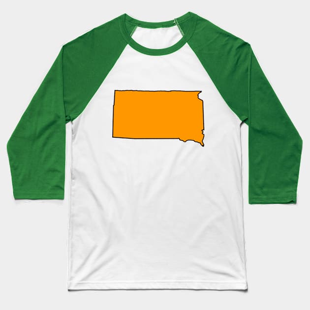 South Dakota - Orange Outline Baseball T-Shirt by loudestkitten